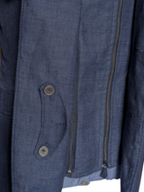 Corneliani ID Sport Coat 38R Blue 2-button Linen/Wool with leather trim