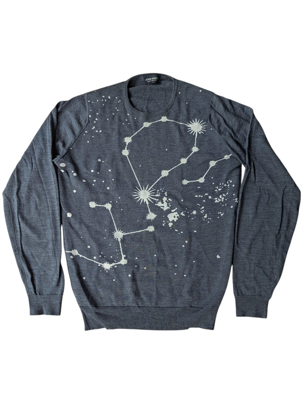 John Smedley Sweater S/M Grey Constellation Pattern Wool