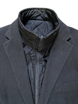Boggi Milano Suit 44R Muted Navy Cotton Jacket Removable Gilet Insert