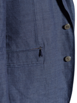 Corneliani ID Sport Coat 38R Blue 2-button Linen/Wool with leather trim