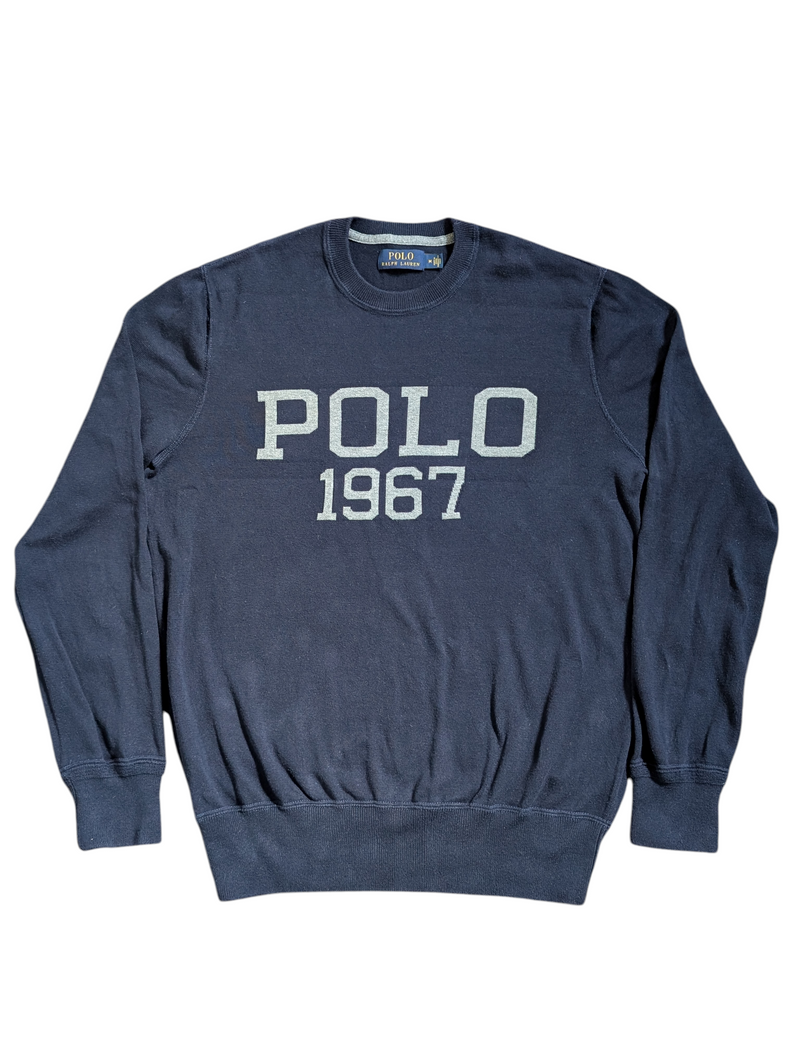 Polo Ralph Lauren ネイビー トレーナー M Polo Ralph Lauren Sweater M Navy Intarsia Cotton – eHABERDASHER