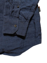 Corneliani Sport Shirt L 16.5 Navy Blue Linen One-Piece Collar