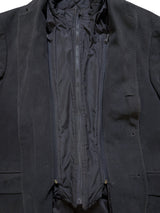Boggi Milano Suit 44R Muted Navy Cotton Jacket Removable Gilet Insert