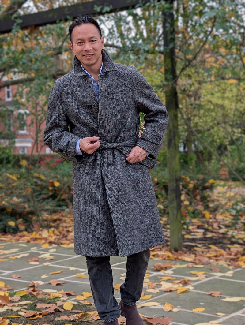 Vintage Burton Belted Balmacaan Raglan Coat S/38R Charcoal