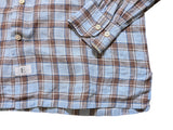 Emmett London Shirt M Blue/Brown Plaid Linen