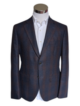 Vitale Barberis Flannel Suit 40R Navy Brown Plaid Wool 120s