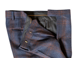 Vitale Barberis Flannel Suit 40R Navy Brown Plaid Wool 120s