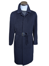 Prandina Italy Piacenza Belted Balmacaan Raglan Coat S/38R Navy Blue Italian Wool