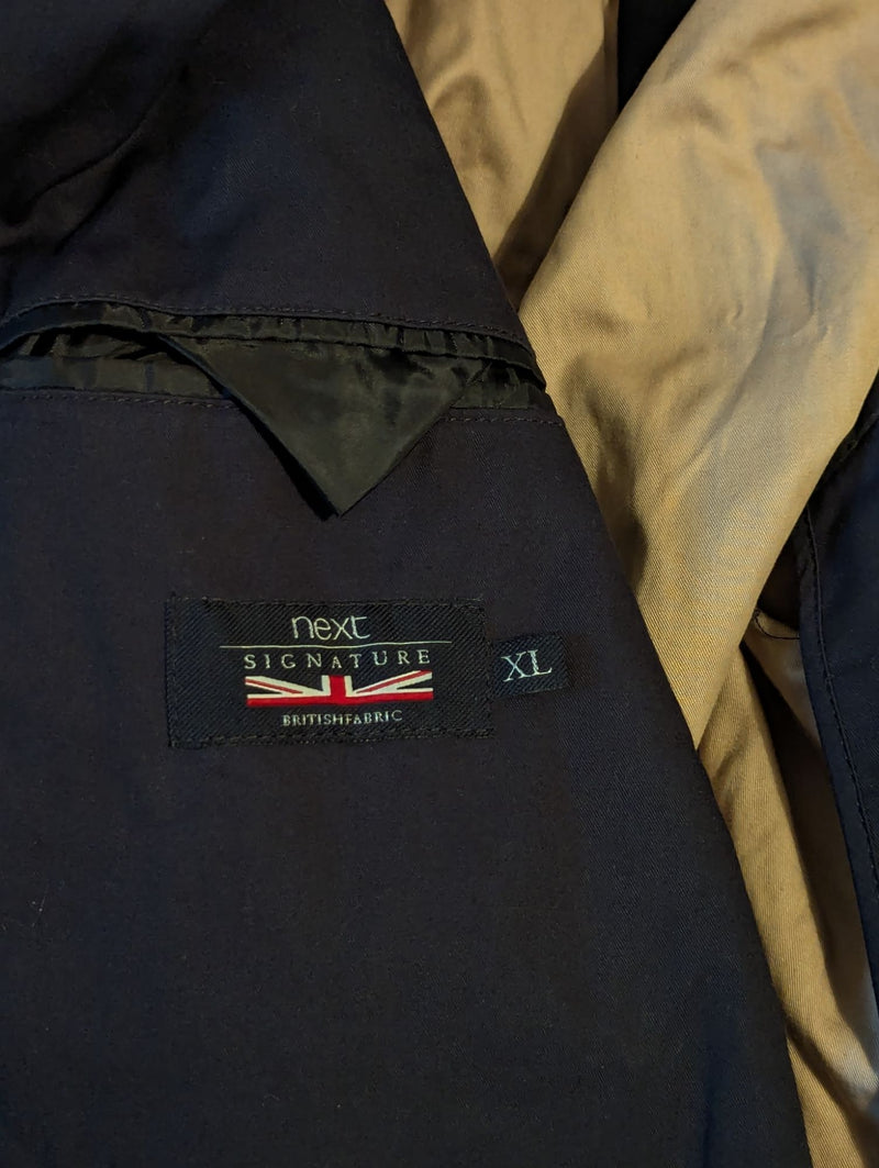 British Millerain DB Trench Coat XL Navy Cotton
