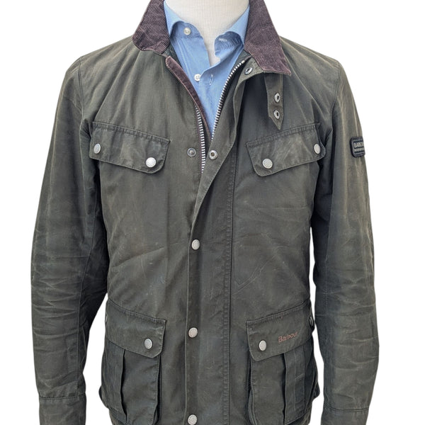 Barbour Motorcycle Jacket S Dark Olive Green Duke Waxed Cotton