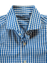 LBM 1911 Xacus Shirt 16 Blue/White Gingham Check Cotton
