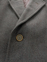Vintage Roberts Cardiff British Overcoat L/42 Teal/Brown Herringbone Heavy Wool