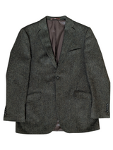 Marks & Spencer Abraham Moon Sport Coat 42L Olive Green Herringbone 2-button Worsted Wool Tweed