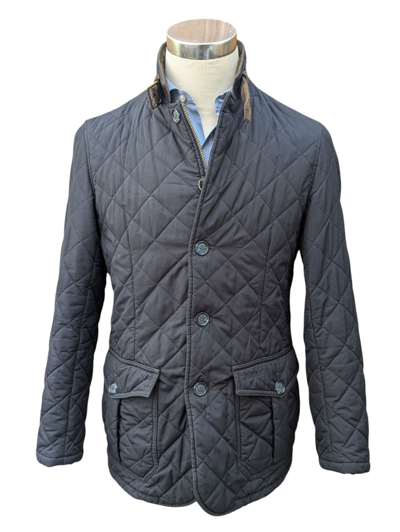 Barbour Jacket M Navy Blue Lutz Padded Quilt Polyester