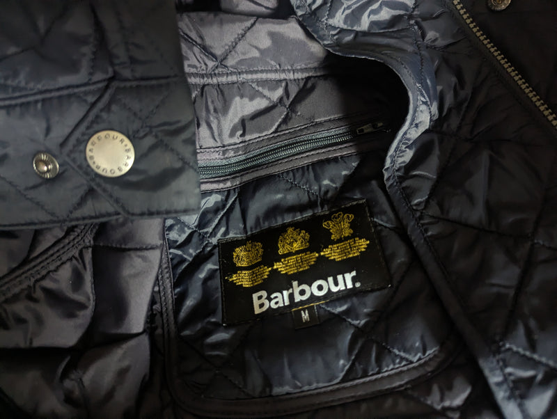 Barbour Jacket M Navy Blue Ariel Padded Quilt Polyester