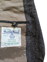 Vintage Moores Harris Tweed Sport Coat 40L Grey Herringbone 2-button Wool