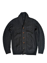 Paul Smith Shawl Cardigan Sweater M Black Thick Cable Knit Wool