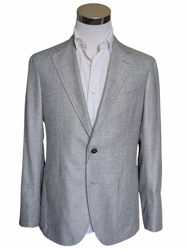 Benjamin Zegna Sport Coat Light Grey Birdseye 2-button Soft Shoulder Wool/Silk