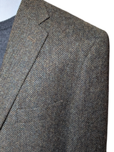 Marks & Spencer Abraham Moon Sport Coat 42L Olive Green Herringbone 2-button Worsted Wool Tweed