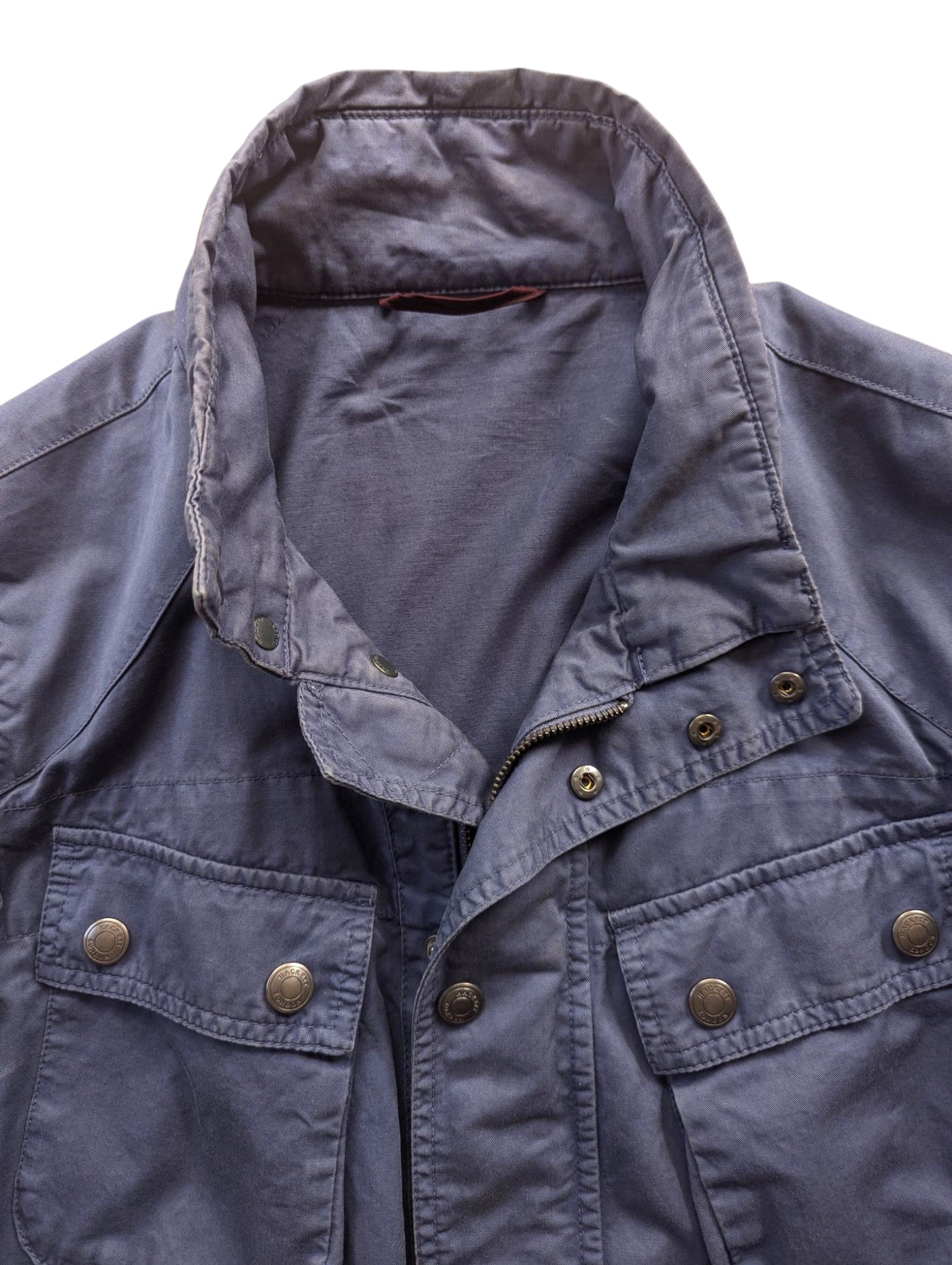 Hackett Velospeed Field Jacket S Mid Blue Washed Cotton – eHABERDASHER