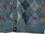 Vintage Marks & Spencer Cardigan Sweater XL Antique Green Argyle Pure Wool