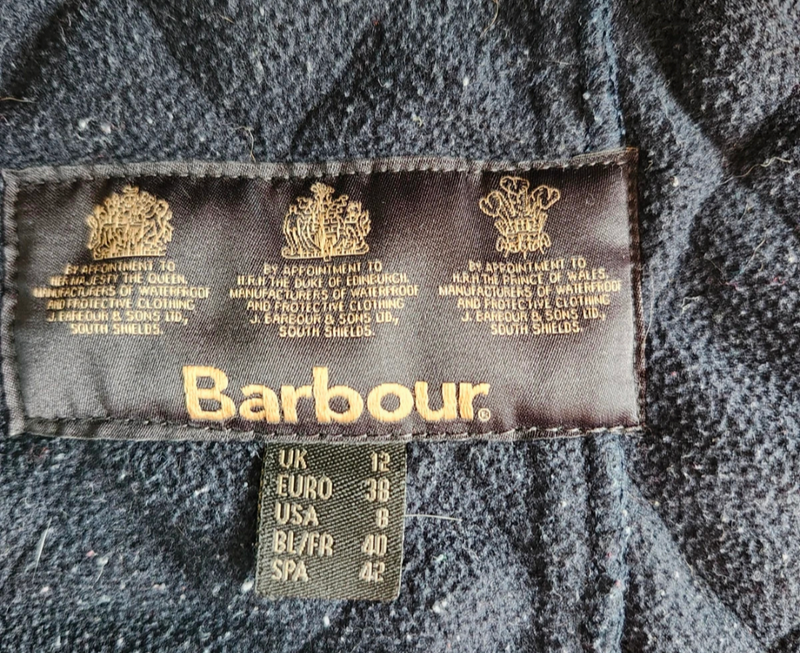 Barbour Ladies International Belted Jacket L/8 US Navy Polar Quilted Polyester