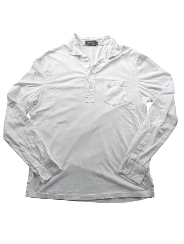 Ralph Lauren Popover Polo Shirt M White Cotton Interlock