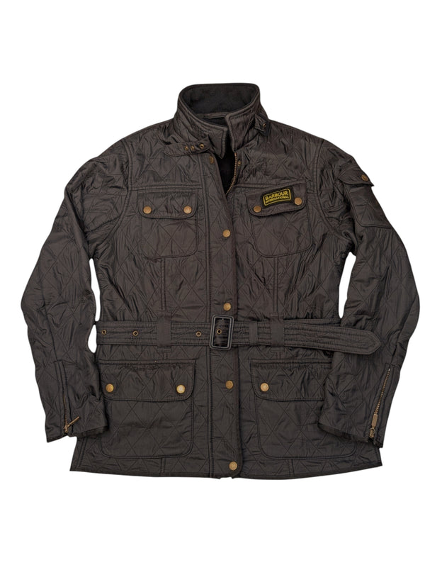 Barbour Ladies International Belted Jacket XS/2 US Brown Polar Quilted Polyester