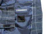 Baumler 44R Blue Windowpane Bottoli Cotton/Linen