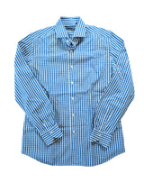 LBM 1911 Xacus Shirt 16 Blue/White Gingham Check Cotton