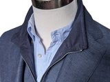 Corneliani ID Sport Coat 38R Blue 2-button Linen/Wool with leather trim