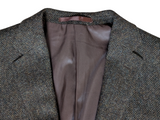 Marks & Spencer Abraham Moon Sport Coat 42L Olive Green Herringbone 2-button Worsted Wool Tweed
