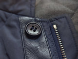 Pal Zileri Coat XXL/3XL Soft Navy Quilted Polyester Leather Trim