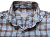 Emmett London Shirt M Blue/Brown Plaid Linen