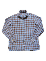 Emmett London Shirt M Blue/Brown Plaid Linen