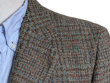 Vintage Dunn & Co Harris Tweed Sport Coat 38R Teal Plaid 3-button Wool