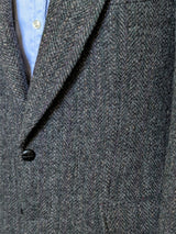 Vintage Moores Harris Tweed Sport Coat 40L Grey Herringbone 2-button Wool