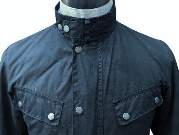 Barbour Motorcycle Jacket S Navy Blue Duke Waxed Cotton