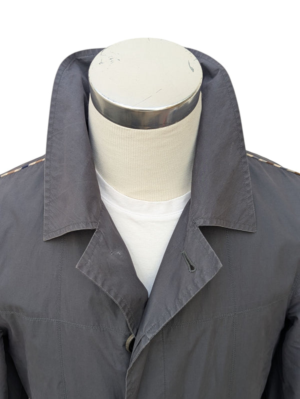 Aquascutum Duster Trench Coat M Gunmetal Grey Cotton