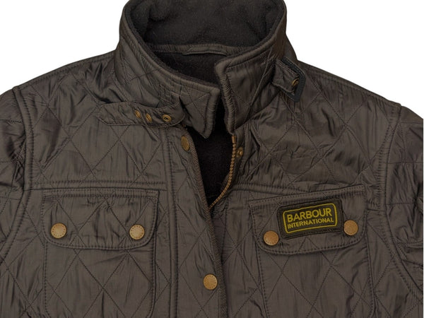 Barbour Ladies International Belted Jacket XS/2 US Brown Polar Quilted Polyester