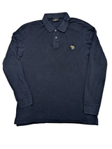 Paul Smith Long Sleeve Polo Shirt M Navy Cotton Pique