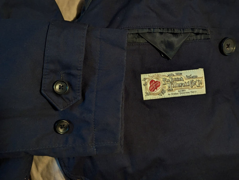 British Millerain DB Trench Coat XL Navy Cotton