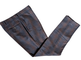 Vitale Barberis Flannel Suit 40R Navy Brown Plaid Wool 120s