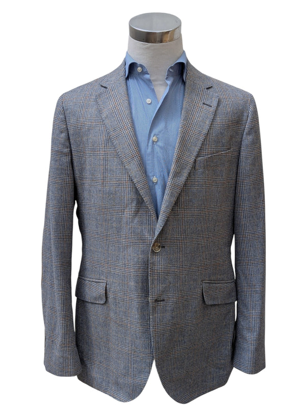 Hackett Sport Coat 44L Blue/Grey Plaid Exclusive Wool
