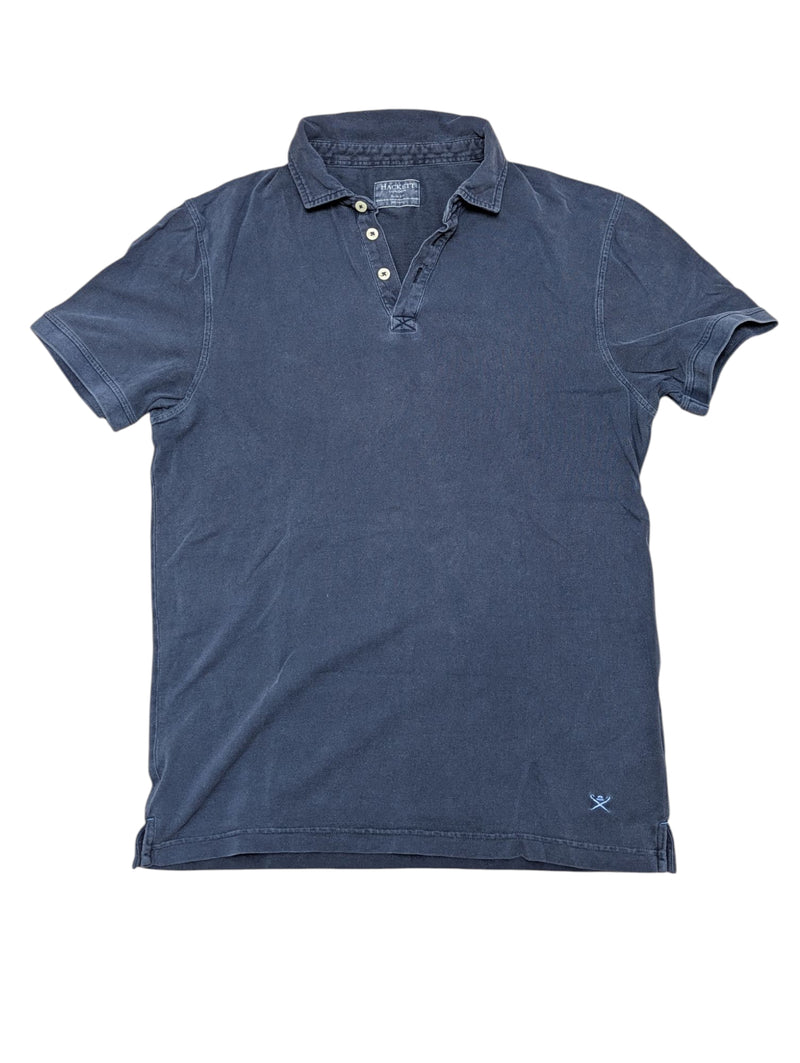 Hackett Polo Shirt Washed Navy Blue Slim Fit Cotton Pique