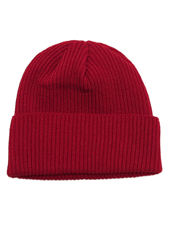 The Wardrobe Beanie Cardinal Red Pure Scottish Ribbed Wool