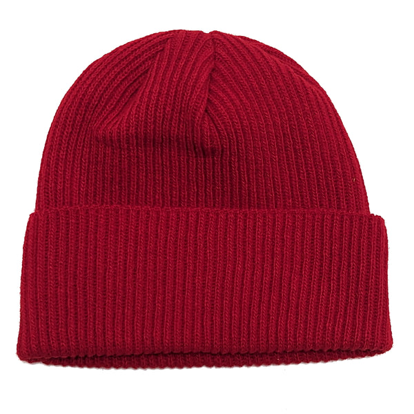 The Wardrobe Beanie Cardinal Red Pure Scottish Ribbed Wool