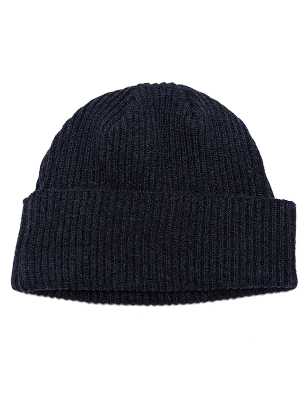 The Wardrobe Beanie Heather Blue Pure Scottish Ribbed Wool