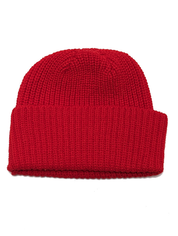 The Wardrobe Beanie Strawberry Red Pure Scottish Waffled Wool