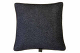 Grey Weave / Blue Melange, Navy with brown & white dots silk piping, 43x43